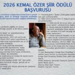 2026 Kemal Özer Şiir Ödülü başvuruları devam ediyor