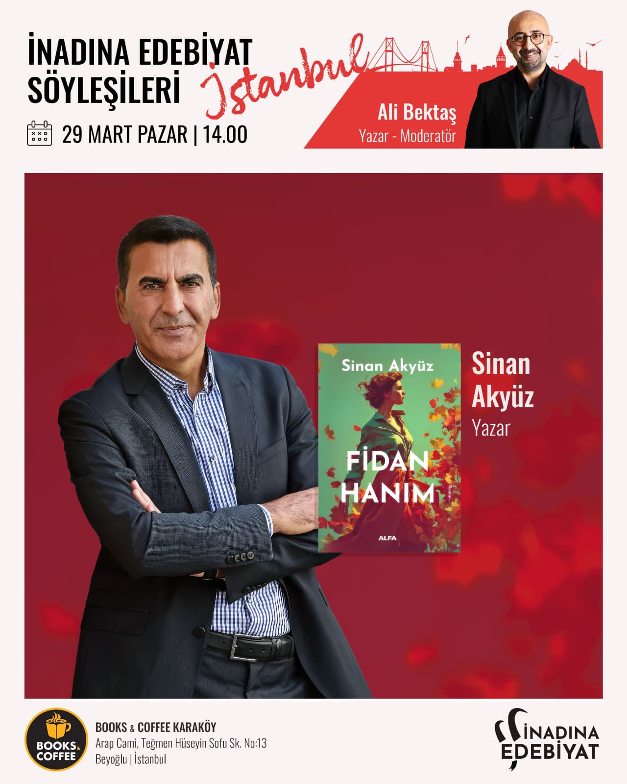 “İnadına Edebiyat” Kitap Kulübü 29 Mart Pazar Günüİstanbul’da Sinan Akyüz’ü Konuk Ediyor