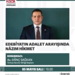 Edebiyatın Adalet Arayışında Nâzım Hikmet” söyleşisi  5 Mayıs'ta