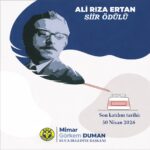 2026 Ali Rıza Ertan Şiir Yarışması başvuruları devam ediyor