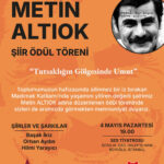 2026 Metin Altıok Şiir Ödül Töreni 4 Mayıs'ta gerçekleşiyor