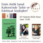 Emin Antik Sanat Kahvesi’nde “Şehir ve Edebiyat Söyleşileri” konuğu Gamze Güller