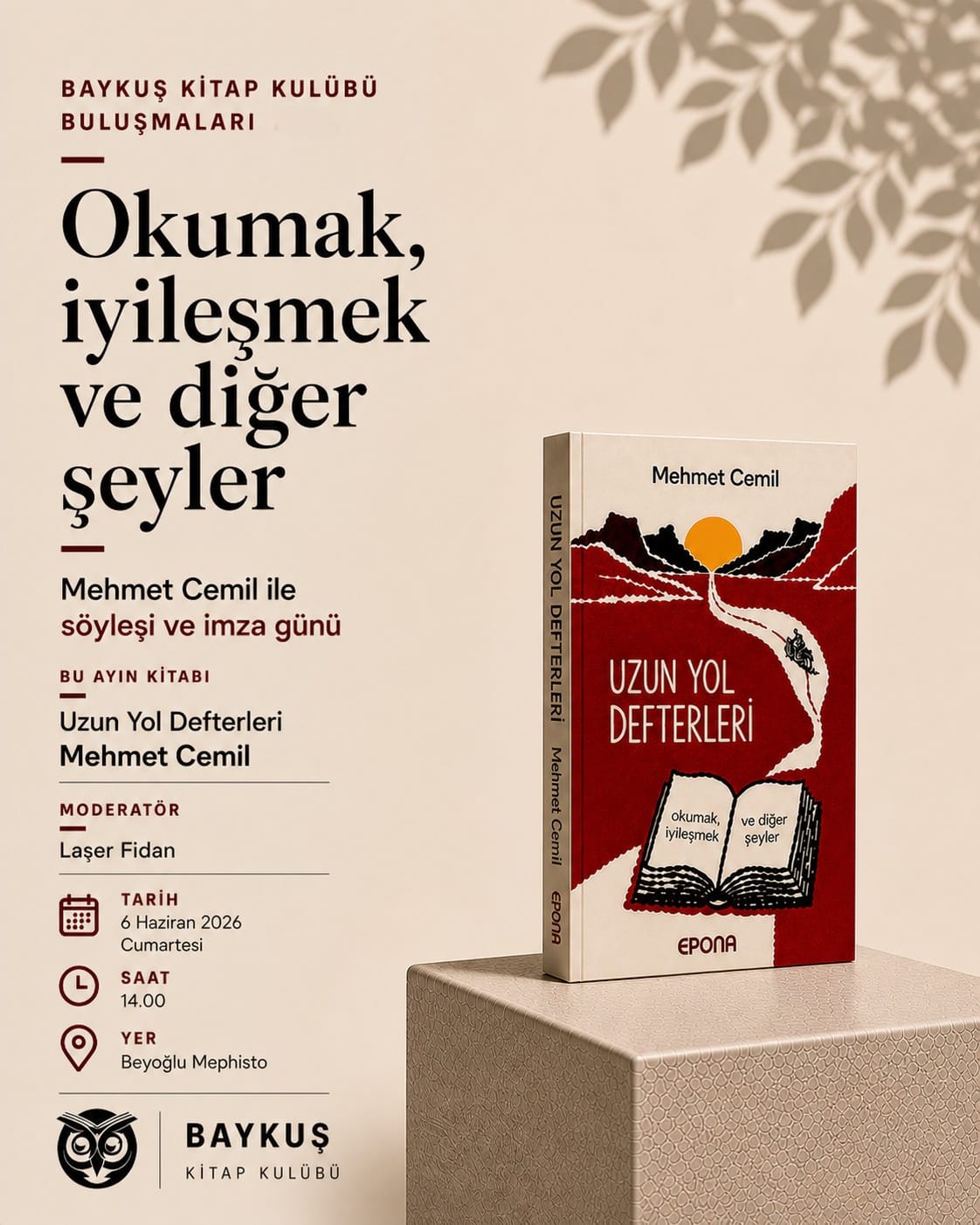 Mehmet Cemil, Baykuş Kitap Kulübü’nün Konuğu Oluyor